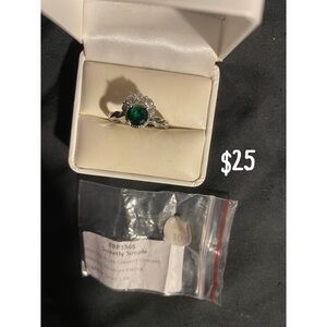 Silver Ring with Green Gemstone